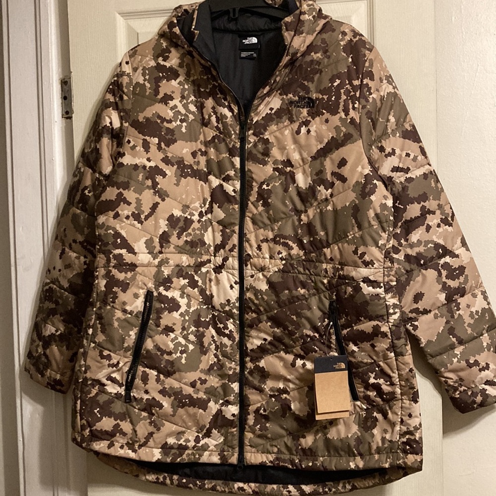 NWT North Face Tamburello Parka - Burnt Olive Green Digi Topo Print - Picture 11 of 15